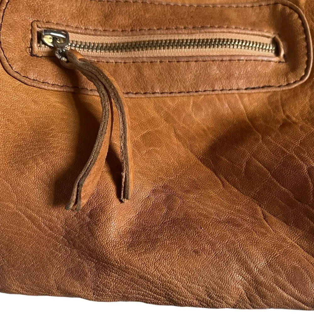 Everyday Cognac Leather Satchel Handbag - Women